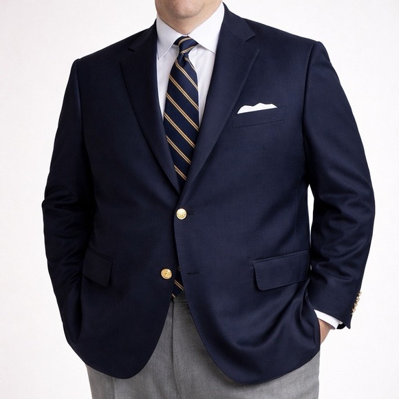 Brooks Brothers Men's 1818 Classic Navy BlazerItalian Wool 50L Gold Buttons